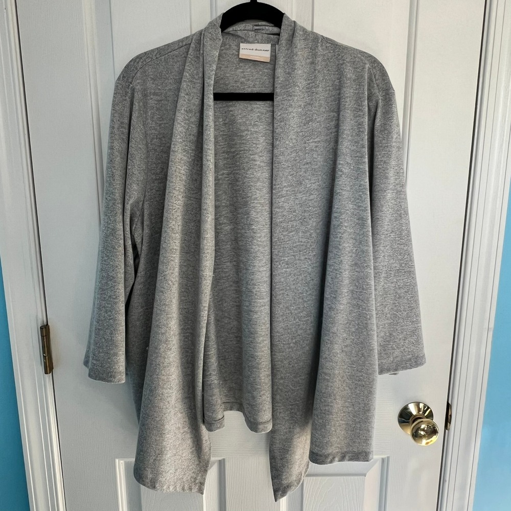 Alfred Dunner 2XL‎ Light Gray Open Front Cardigan Draped Shawl Collar Layering